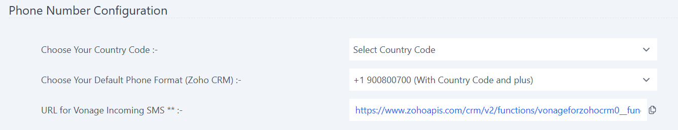 Zoho CRM Vonage Extensions Configuration Guide