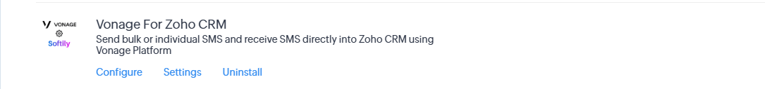 Zoho CRM Vonage Extensions Configuration Guide