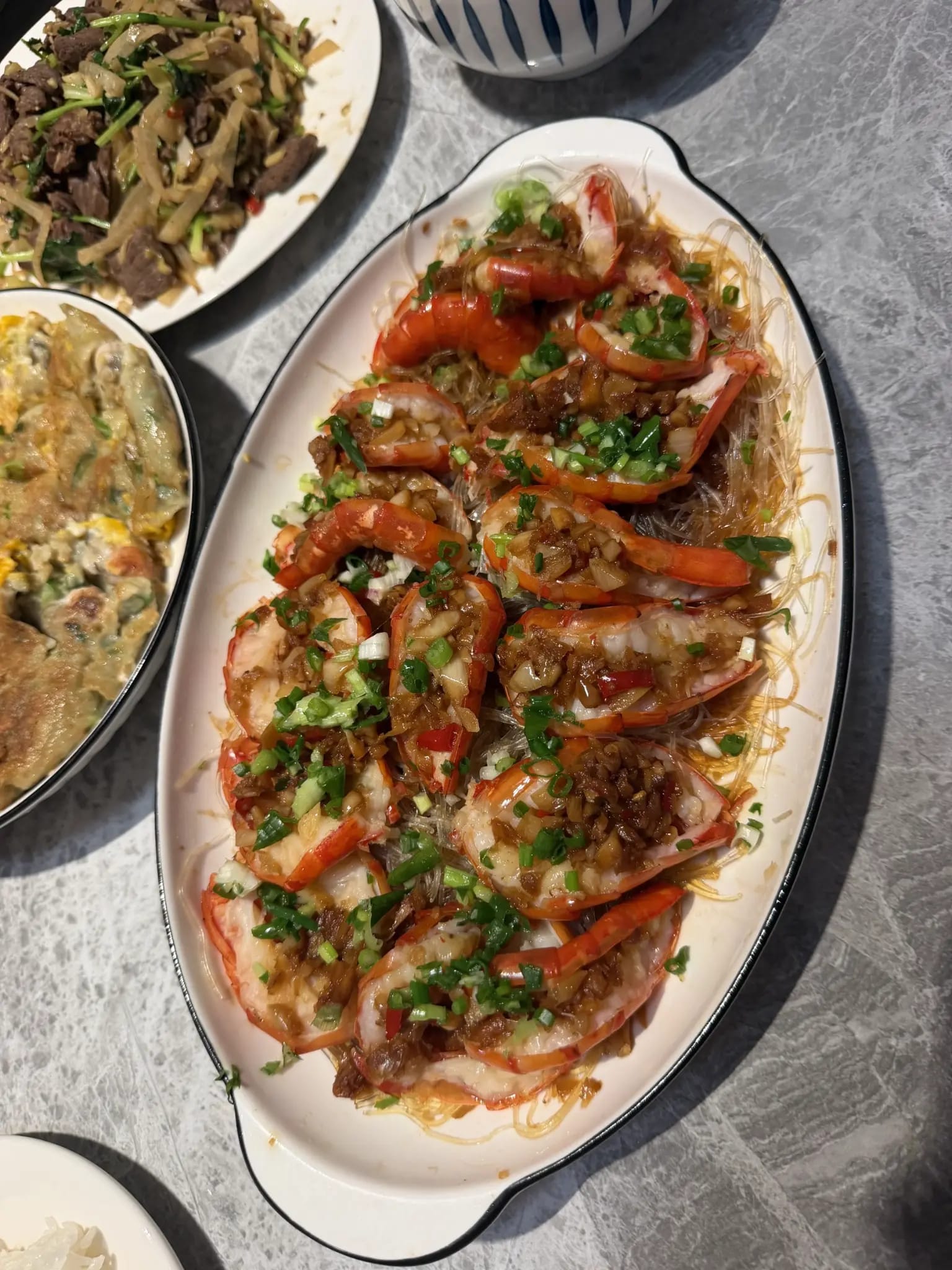 Garlic vermicelli prawns