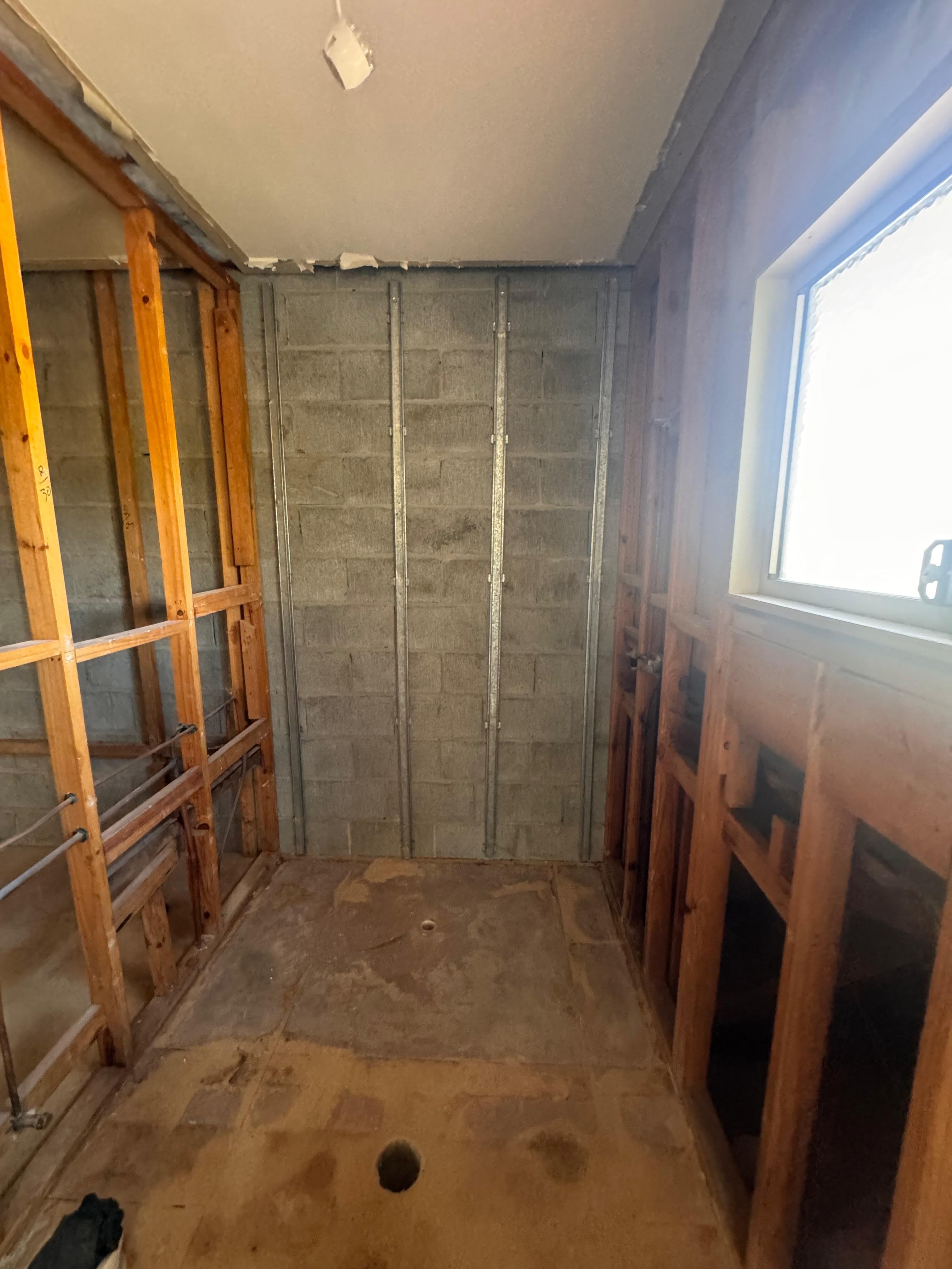 Bathroom Stripped To Block Walls
