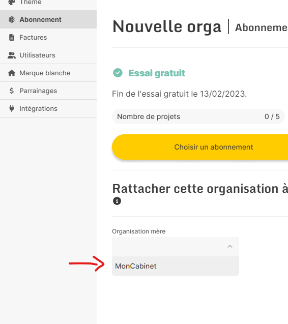 rattacher l'organisation