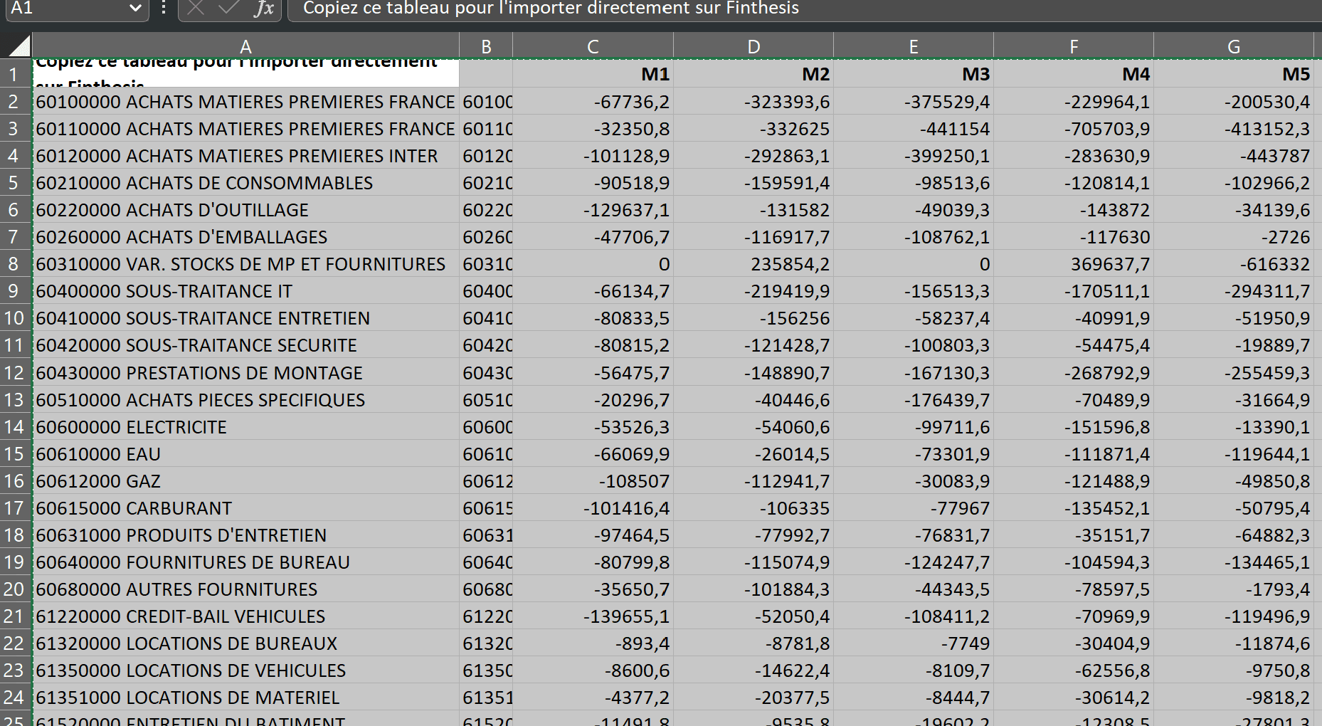 fichier excel