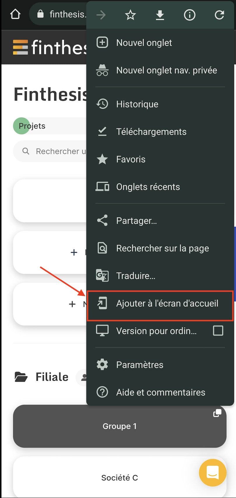 ajouter à l'écran d'accueil