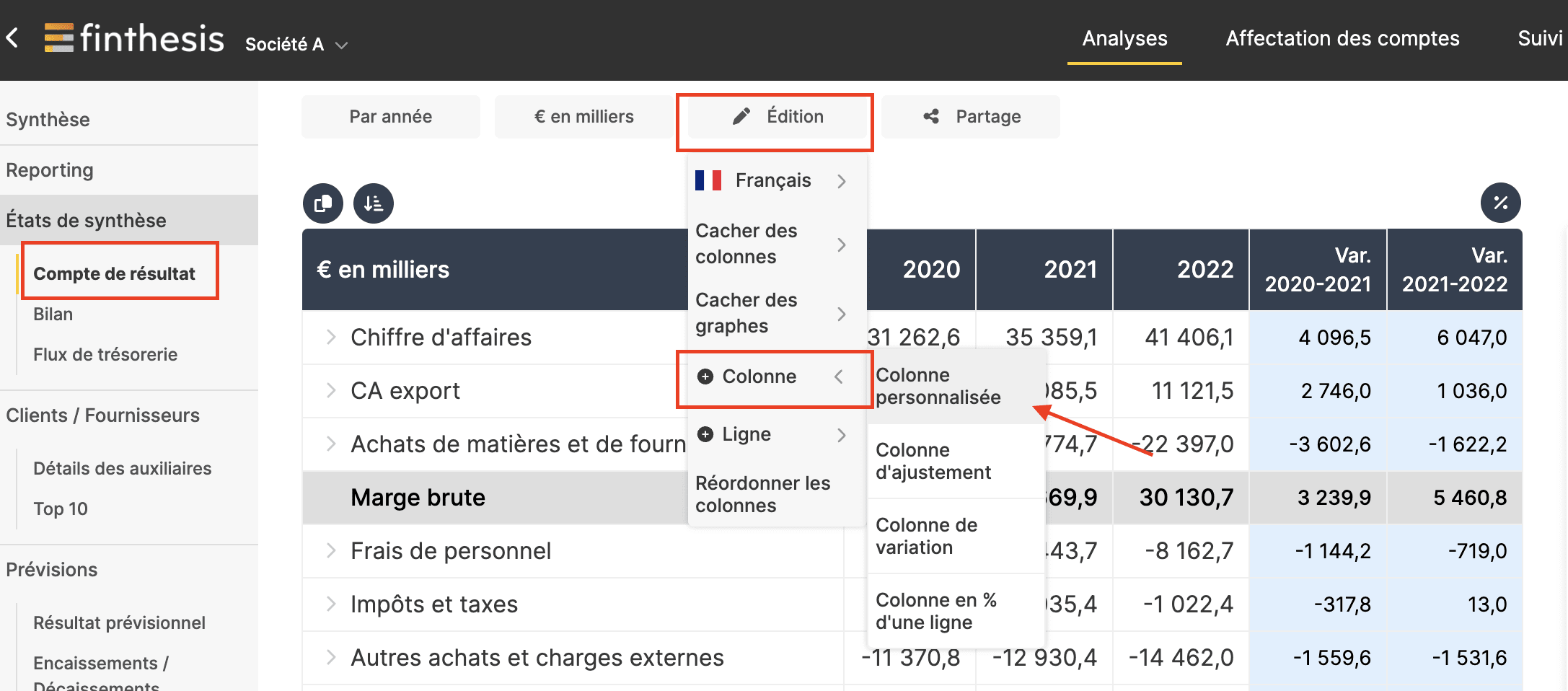 comparatif financier semestre trimestriel mensuel