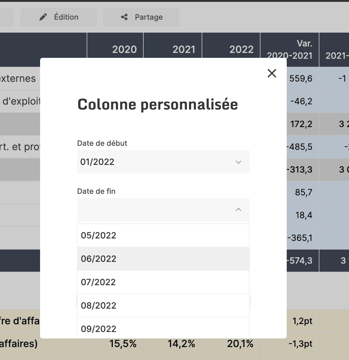 comparatif financier semestre trimestriel mensuel