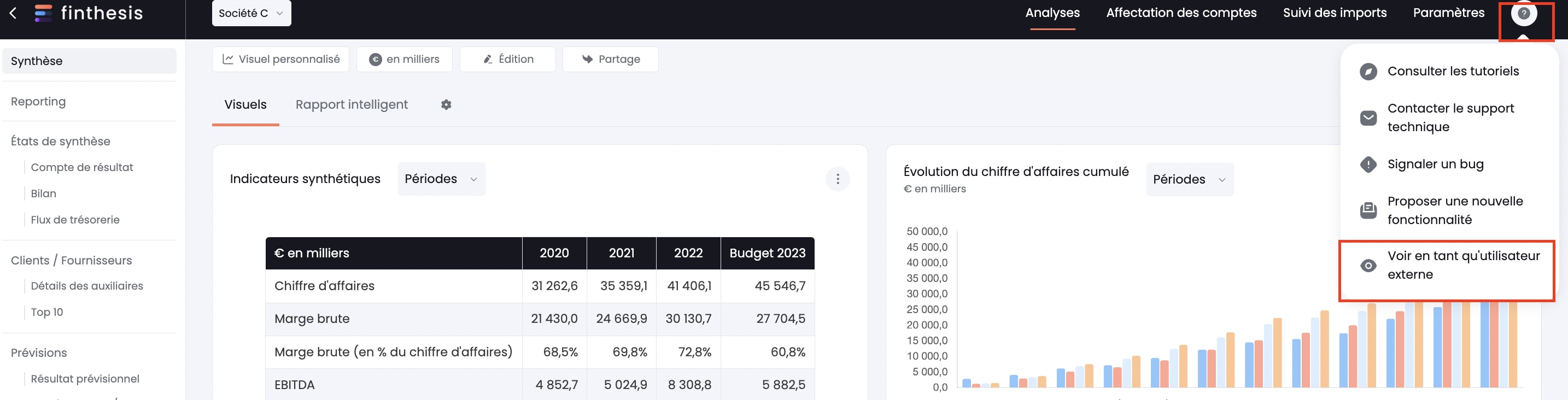 visualisation utilisateurs externes