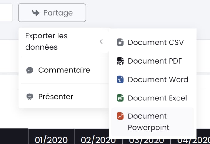 Les différents modes d'export disponibles