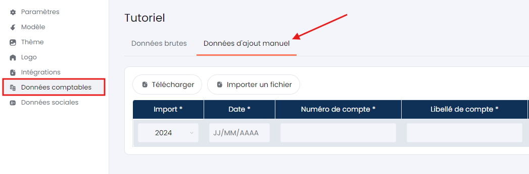 Section données comptables