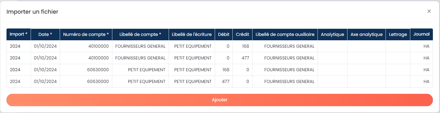 Prévisualisation des écritures