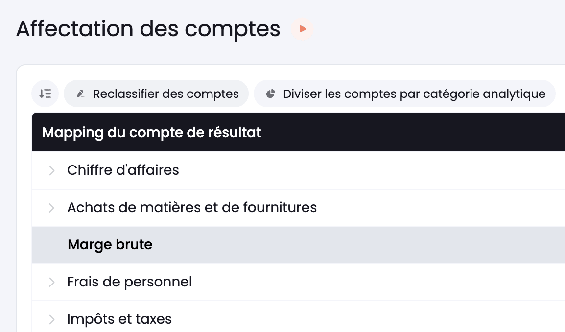 diviser les comptes par catégorie analytique