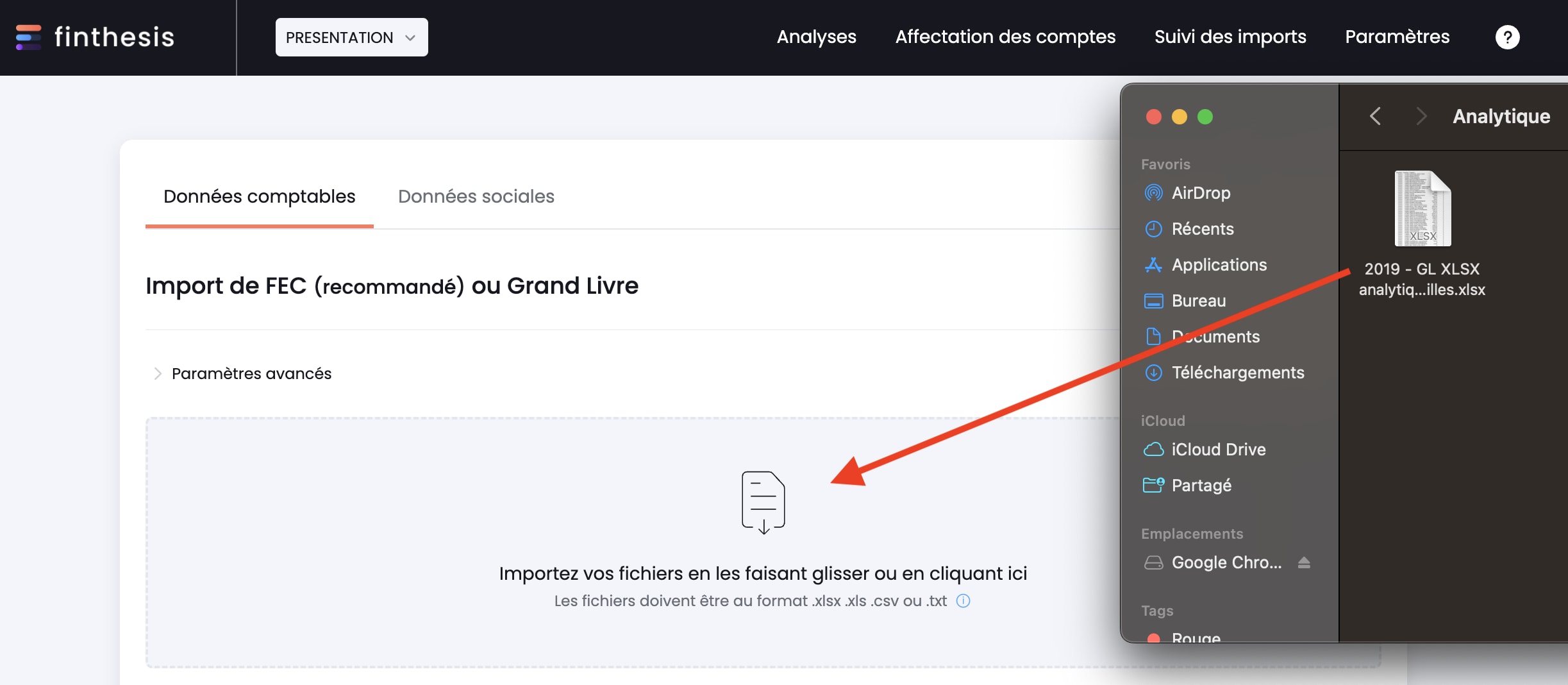 import grand livre