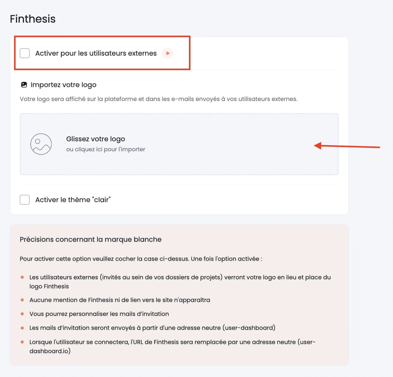 activer pour utilisateurs externes