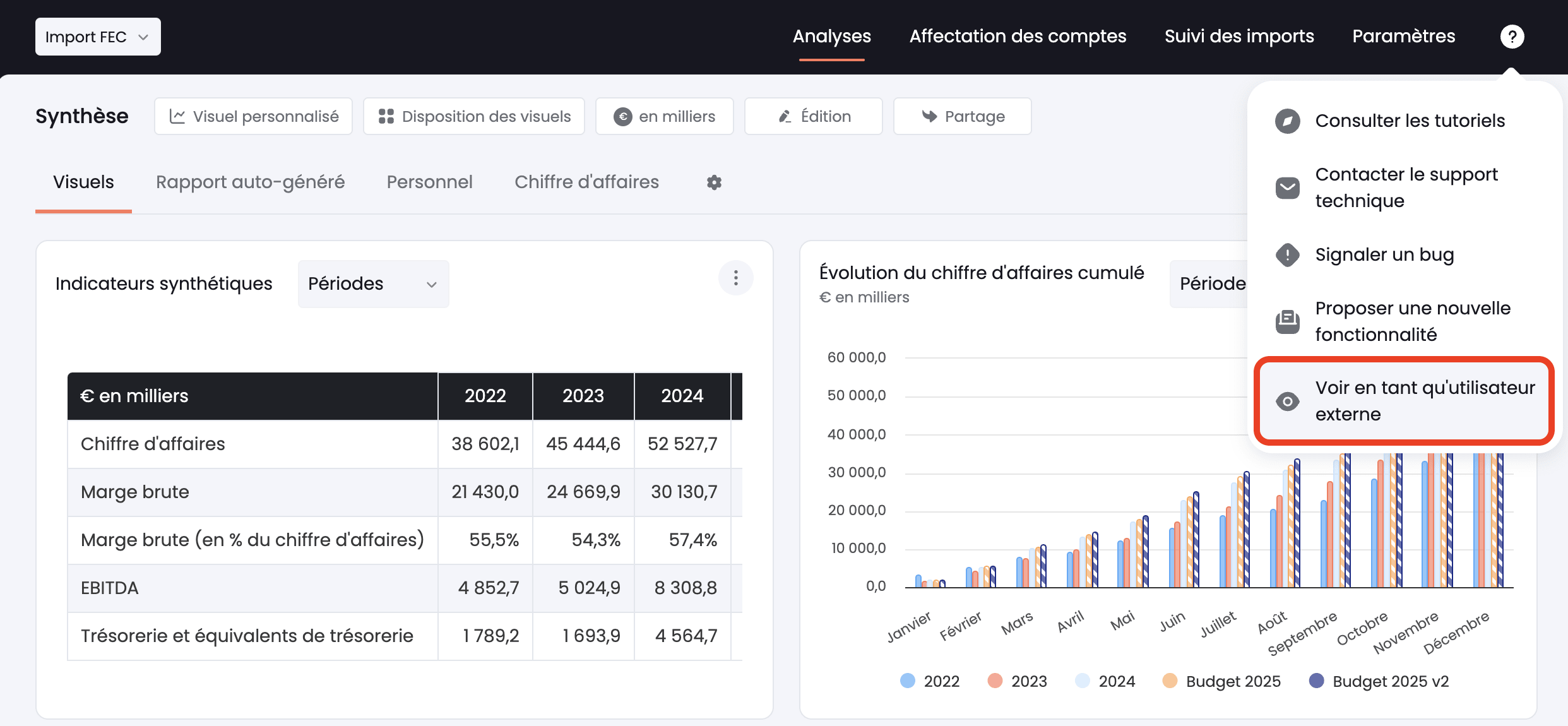 visualisation utilisateurs externes
