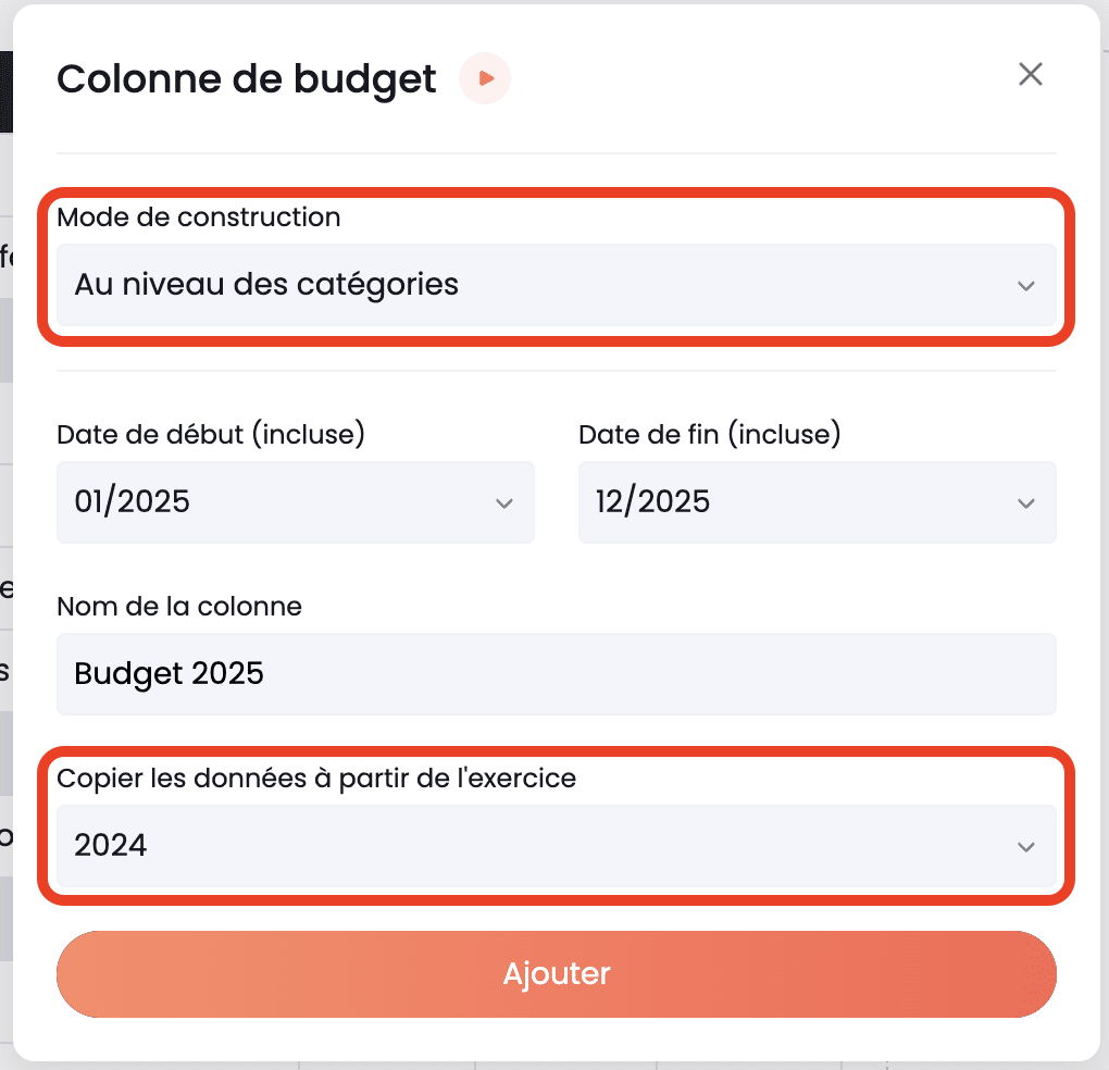 colonne de budget