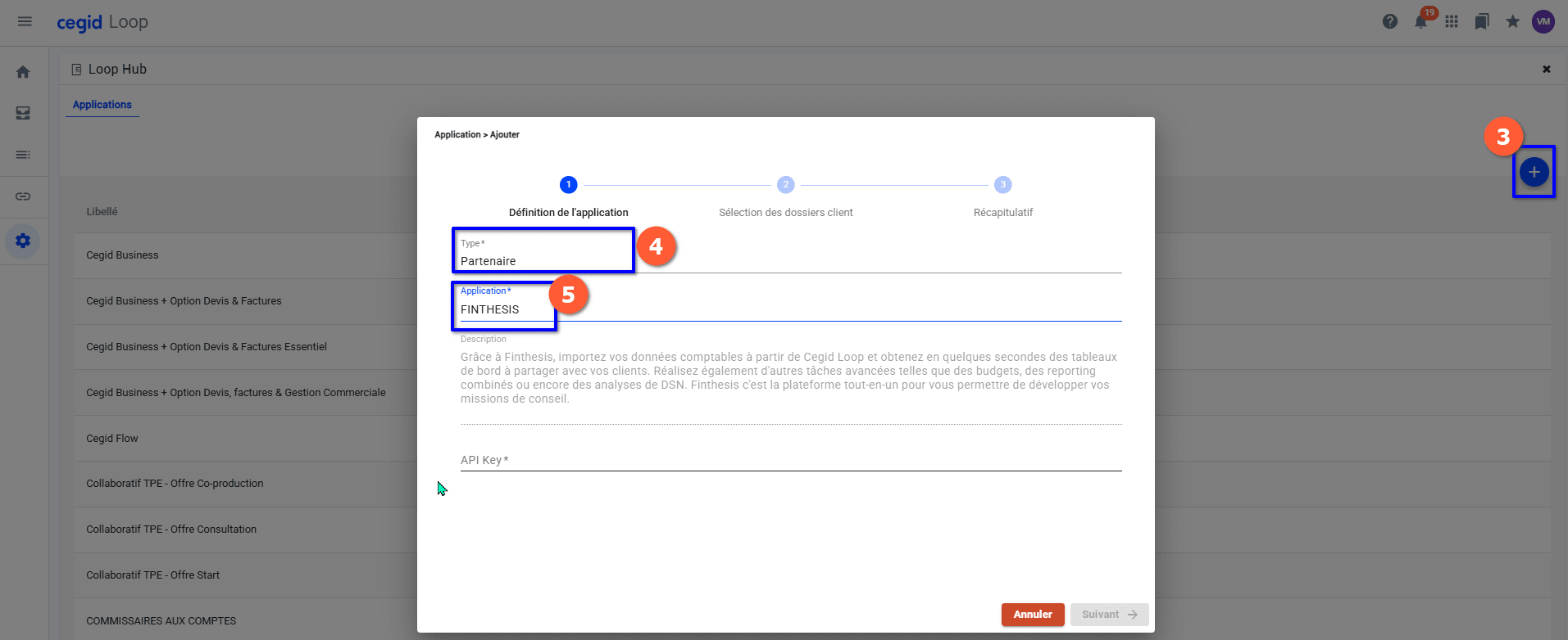 Ajouter Finthesis comme application
