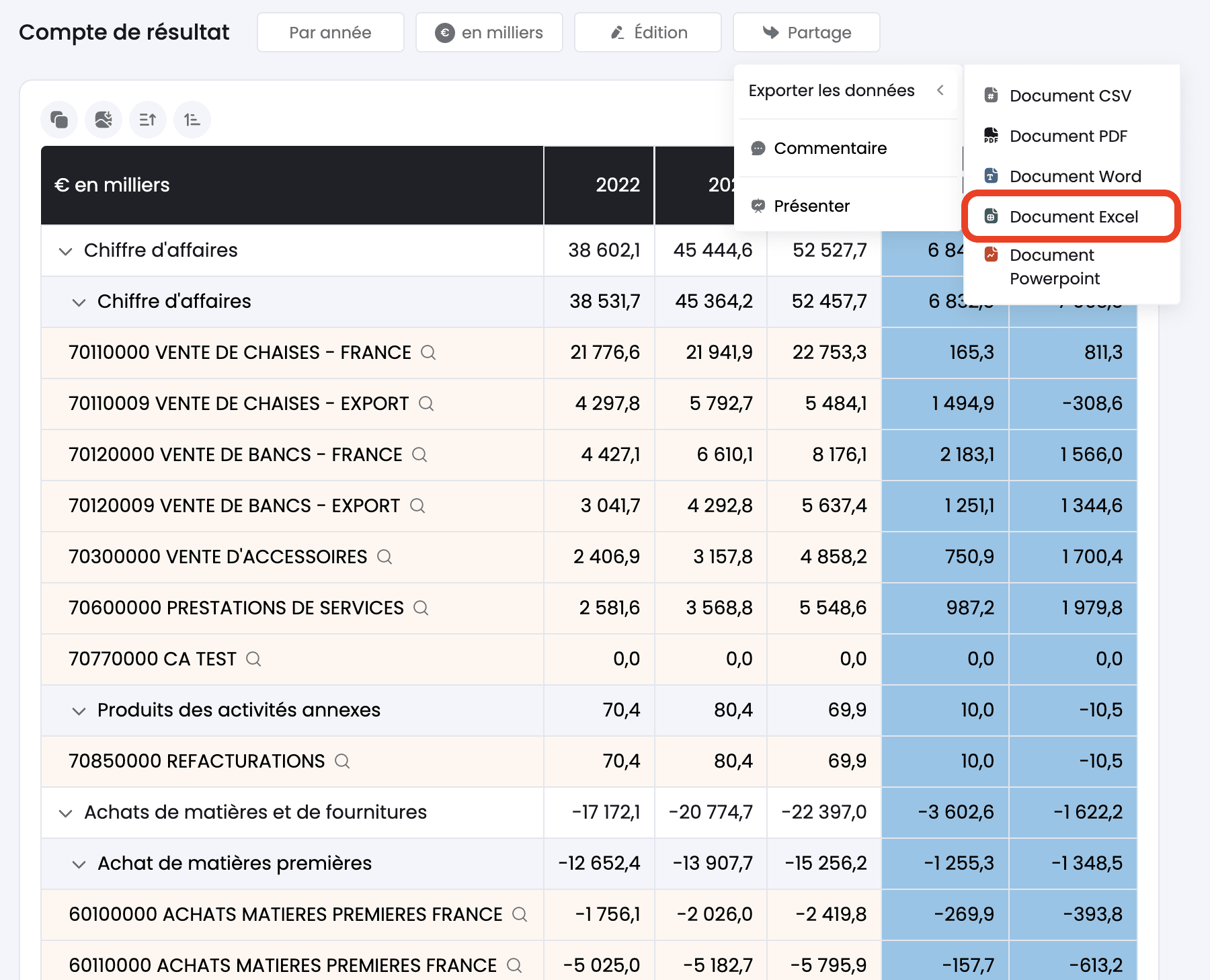 export excel