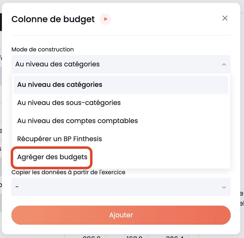 agréger colonne de budget