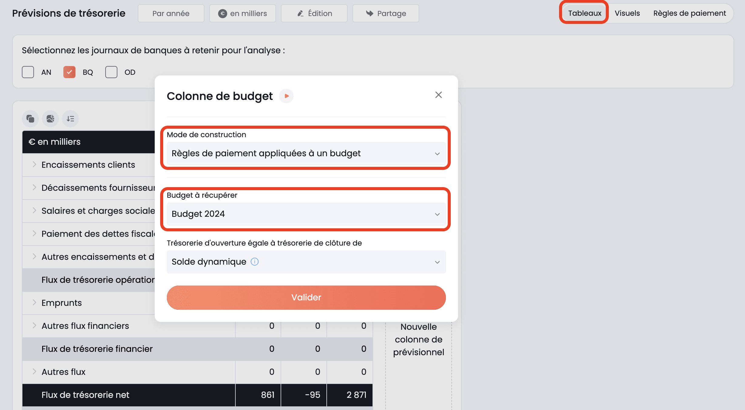 appliquer les règles au budget