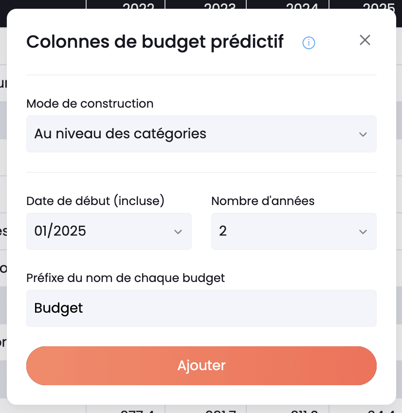 Paramétrage du prédictif