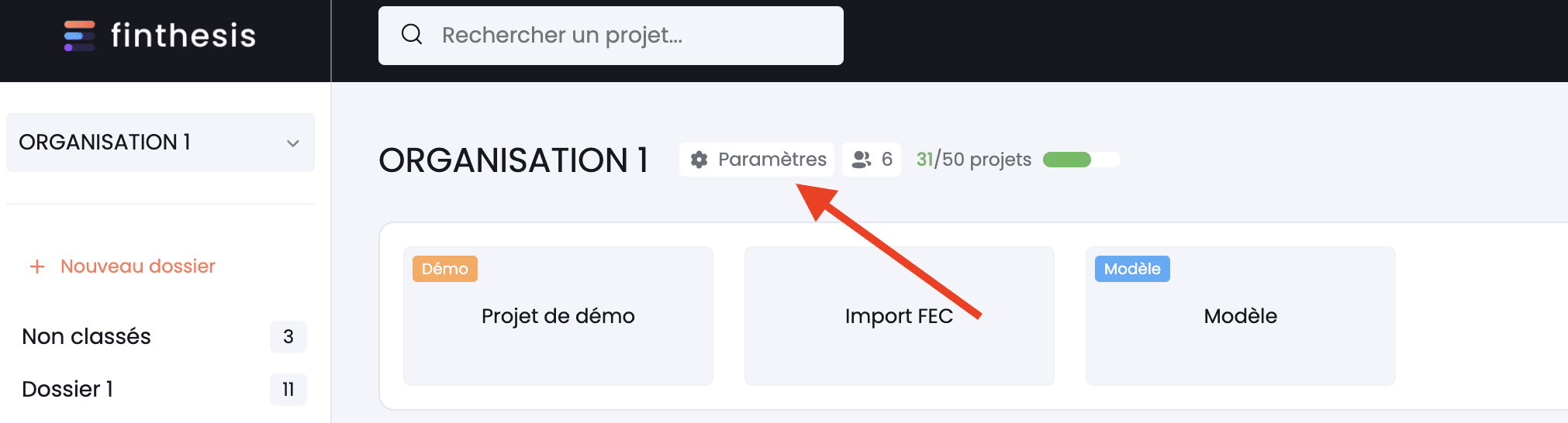 Paramètres de l'organisation