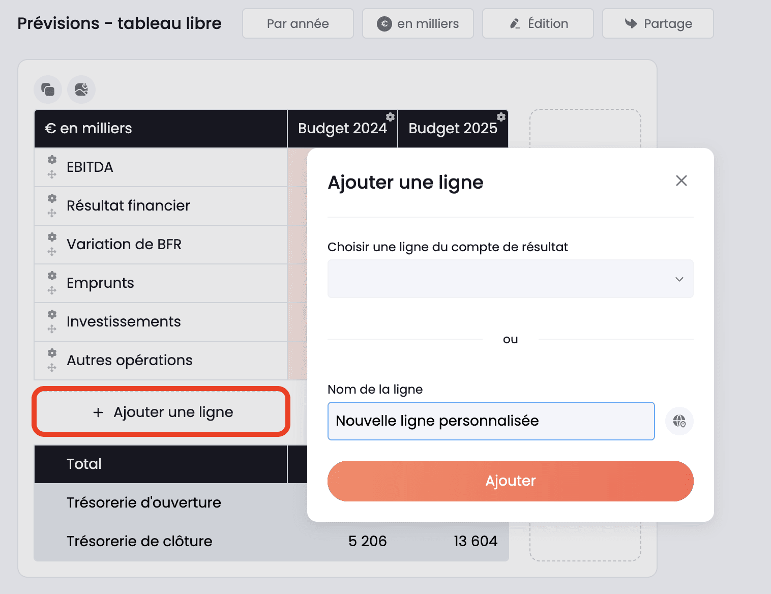 ajout ligne