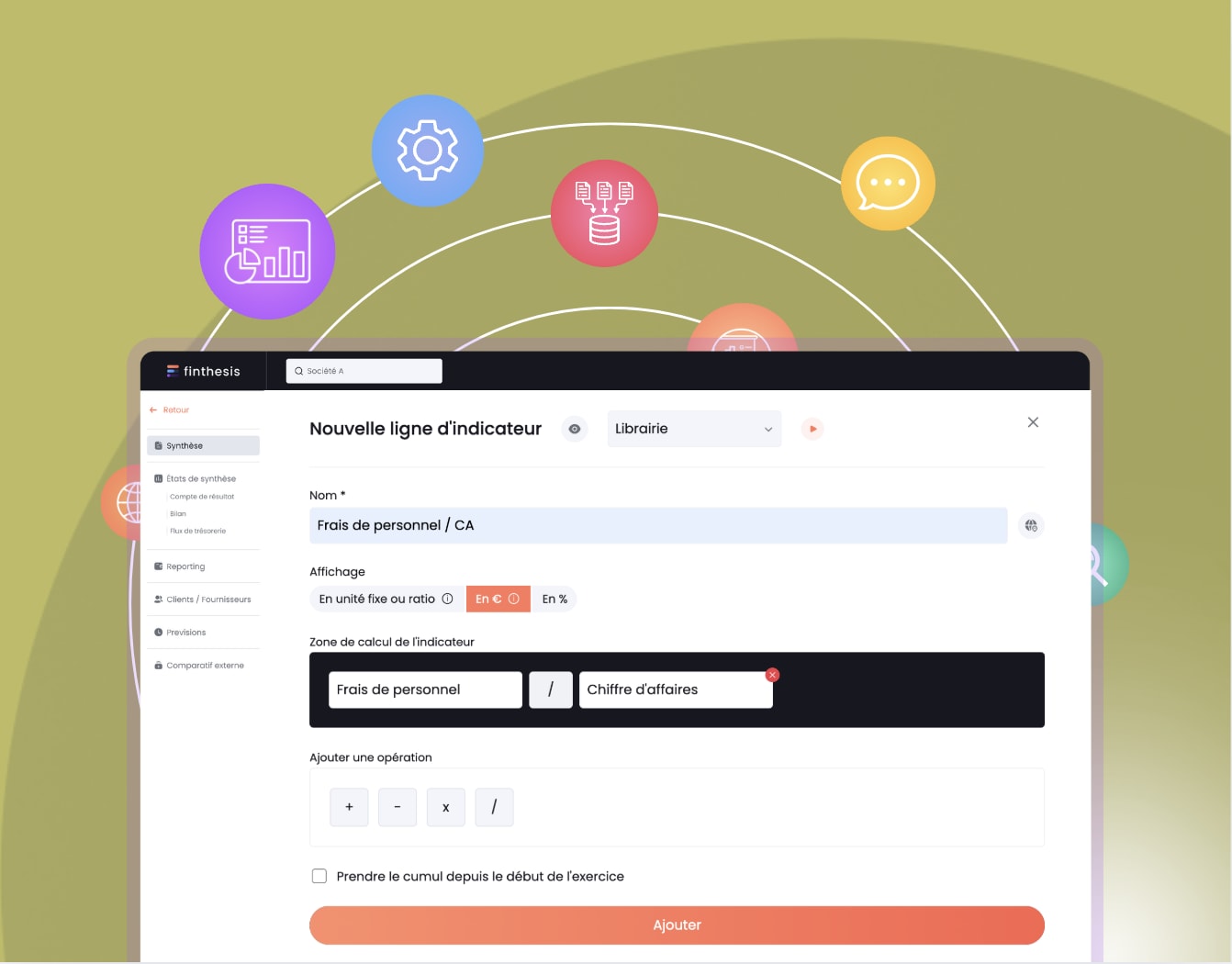 Ajouter une ligne d'indicateurs