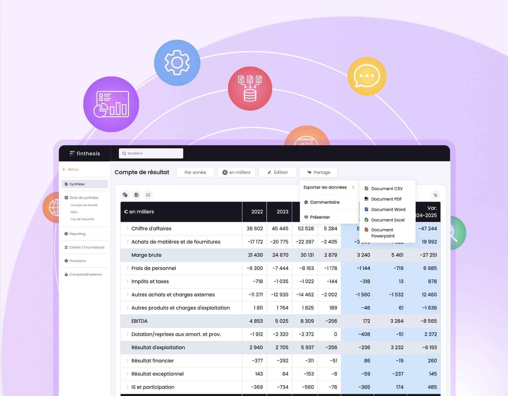 Exporter des états financiers sous Excel