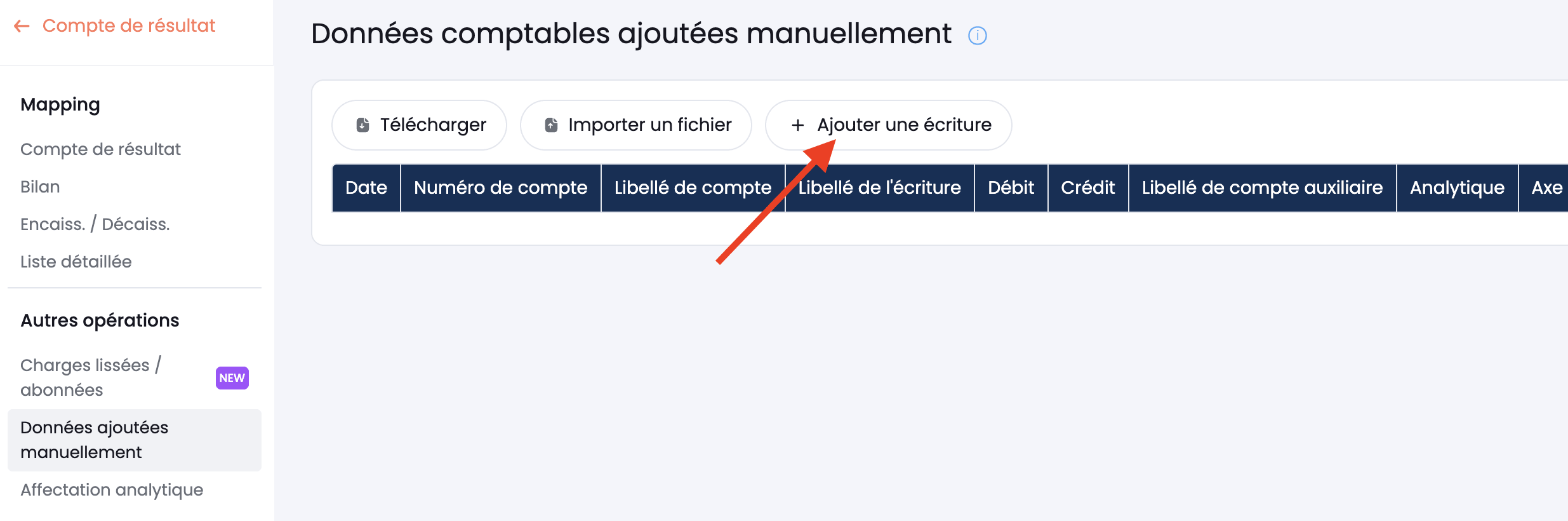 Ajoutez une écriture