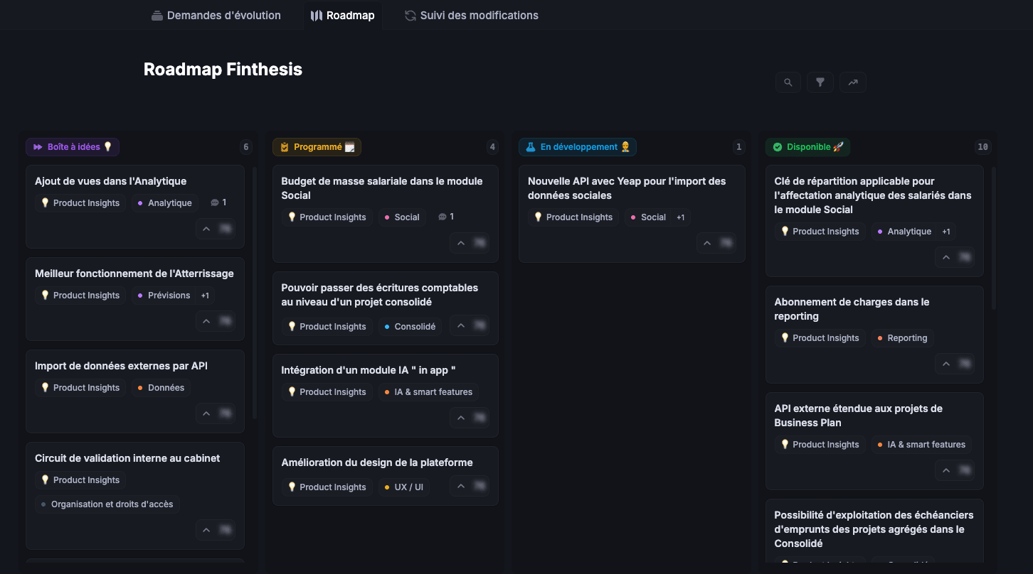 Roadmap - page d'accueil