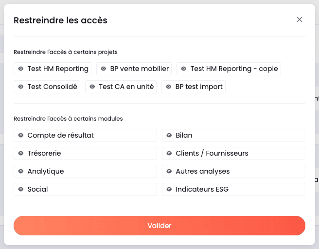 cacher projets