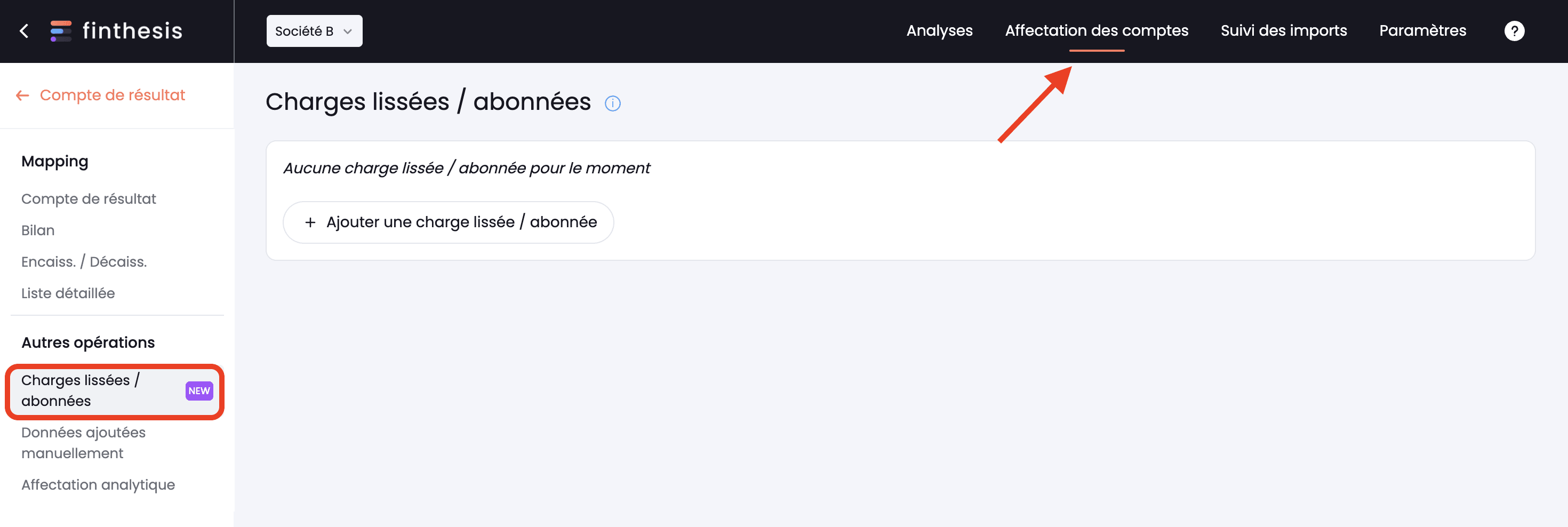 affectation des comptes