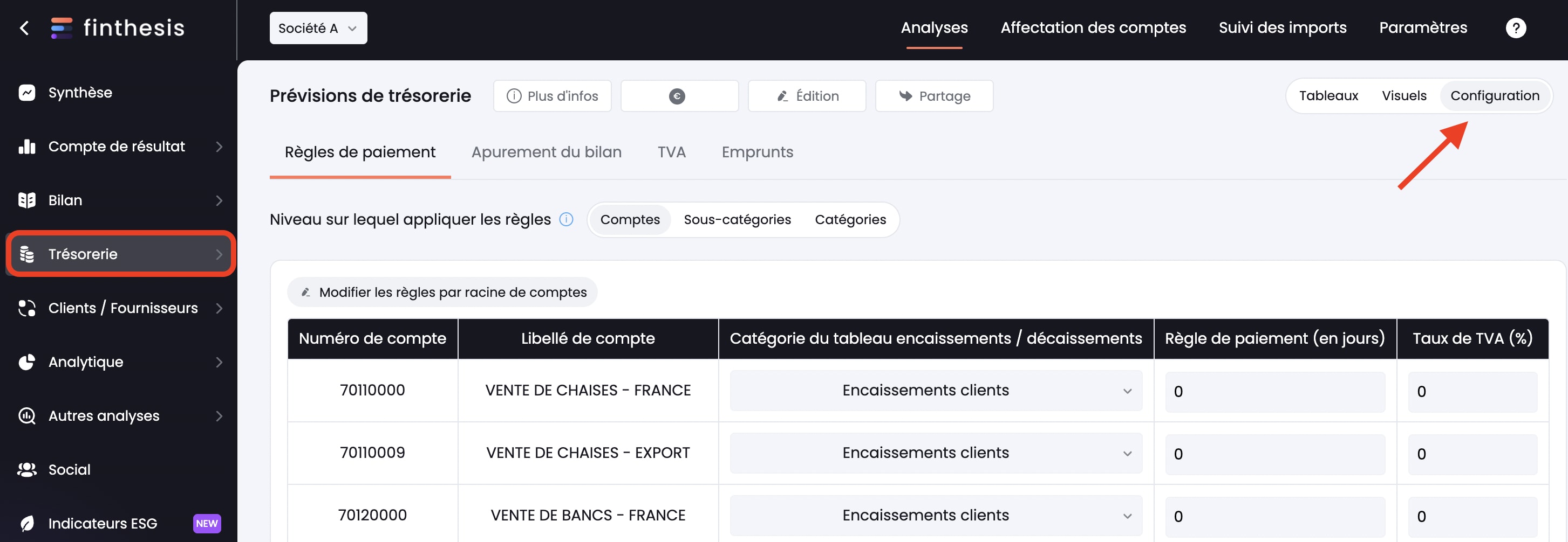 établir des règles de paiement
