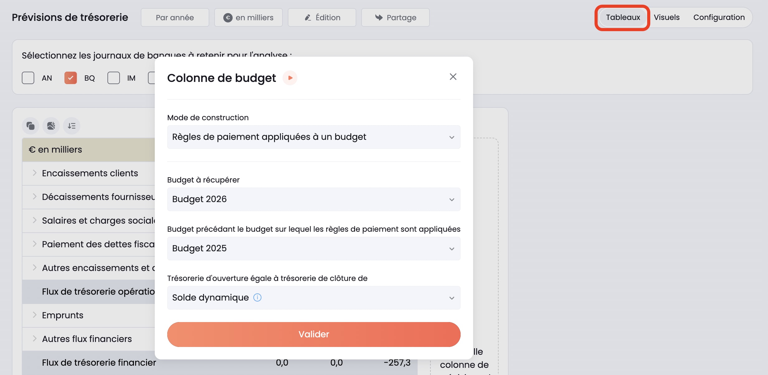 appliquer les règles au budget