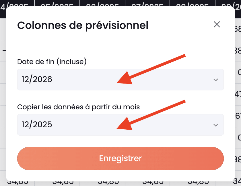 Configuration du prévisionnel