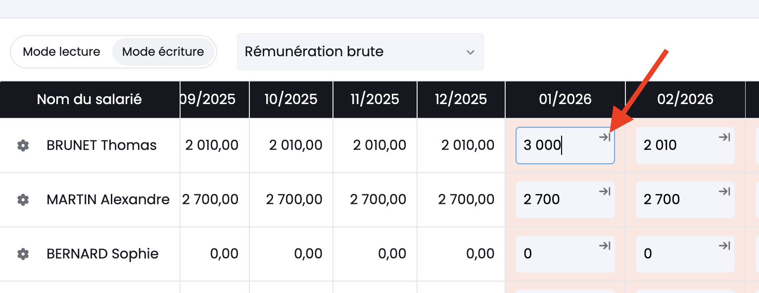 Dupliquer les montants