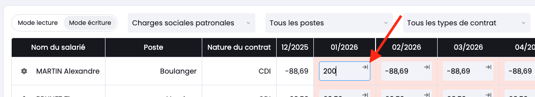 Dupliquer les montants