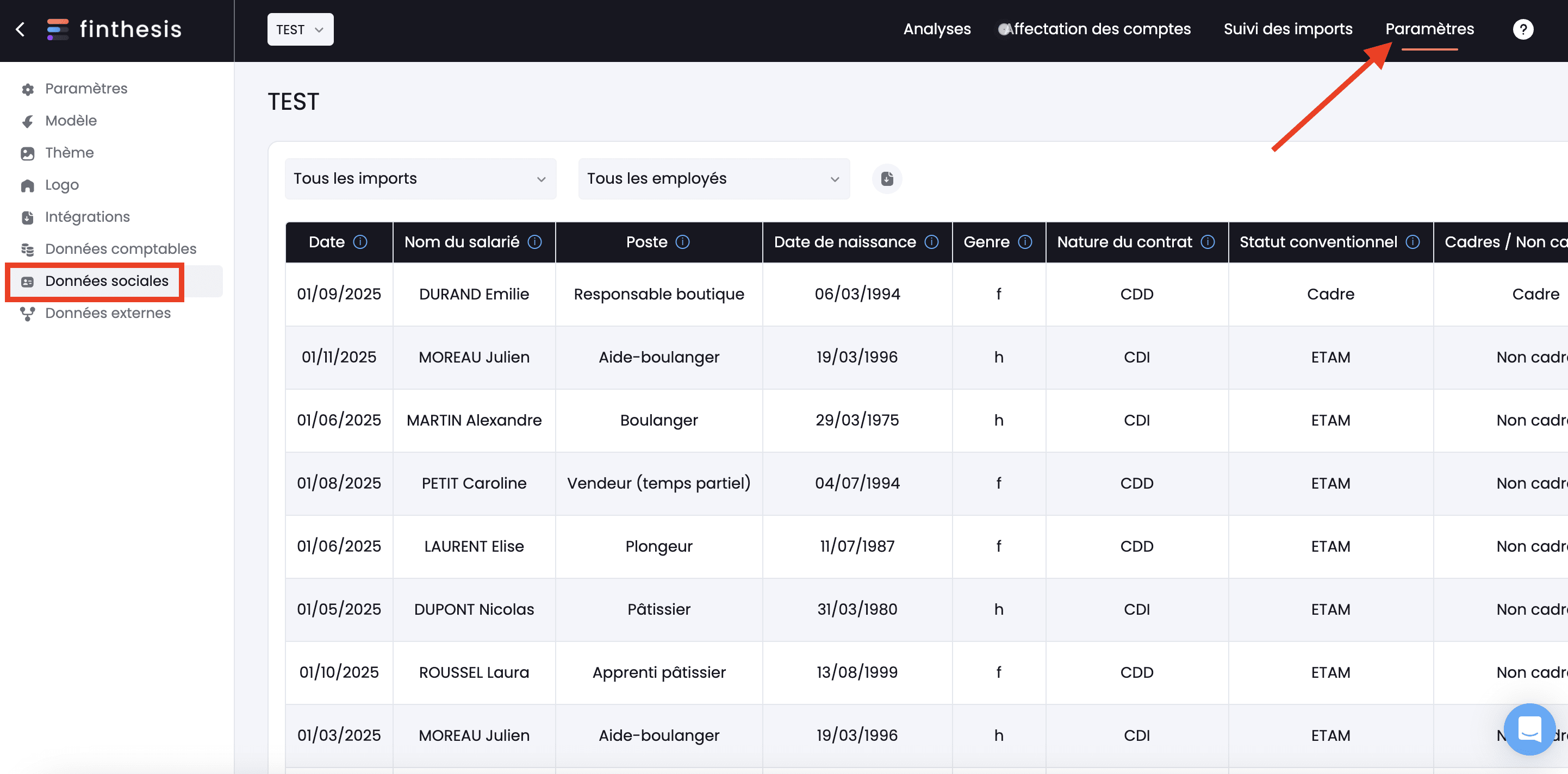 consulter les données brutes