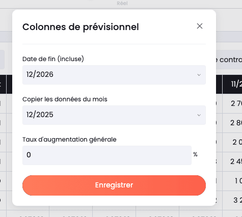 Configuration du prévisionnel