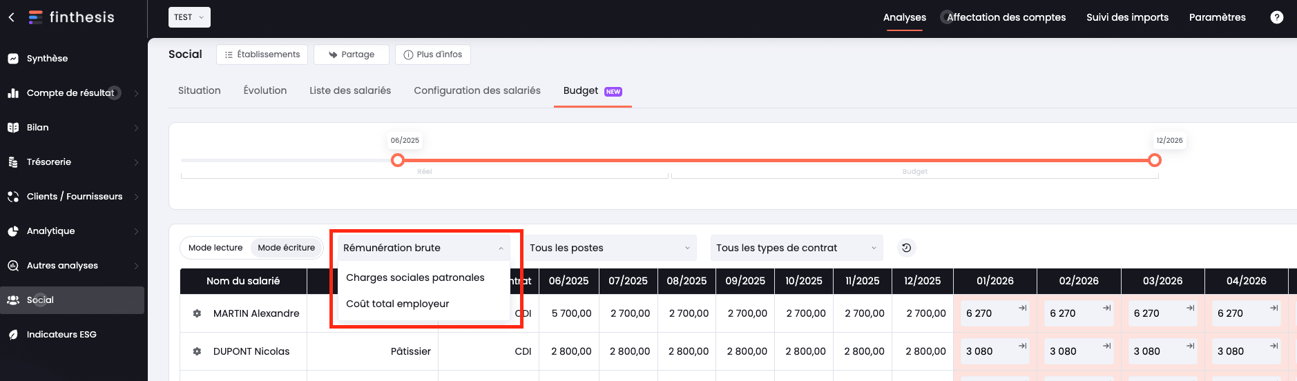 sélecteur charges sociales