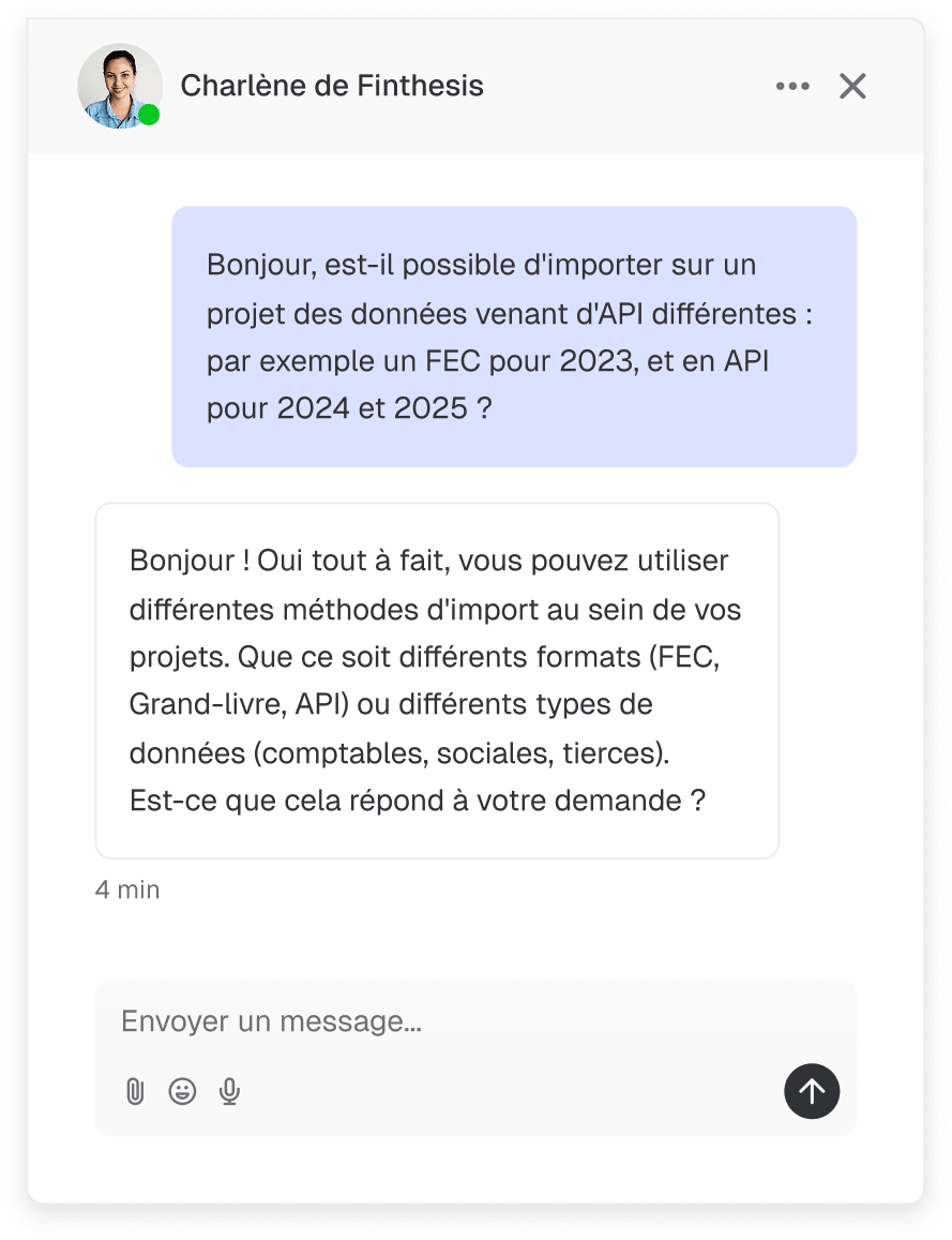 Image d'illustration du chat de support Finthesis