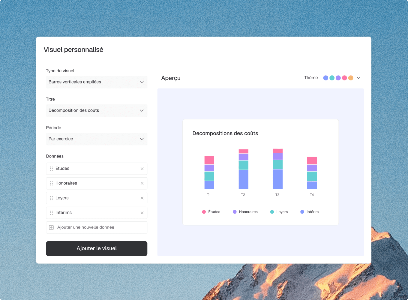 Interface de création de visuel personnalisé