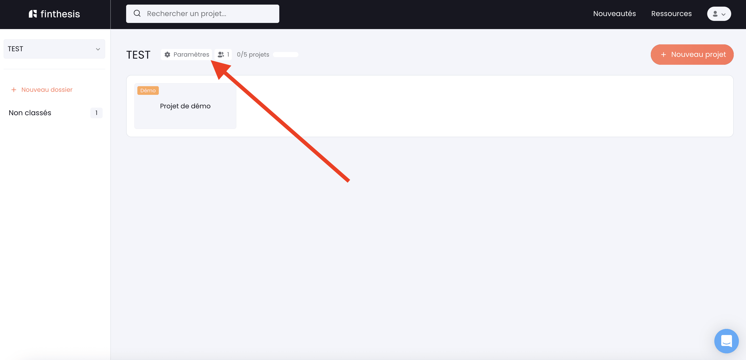 paramètres de l'orga