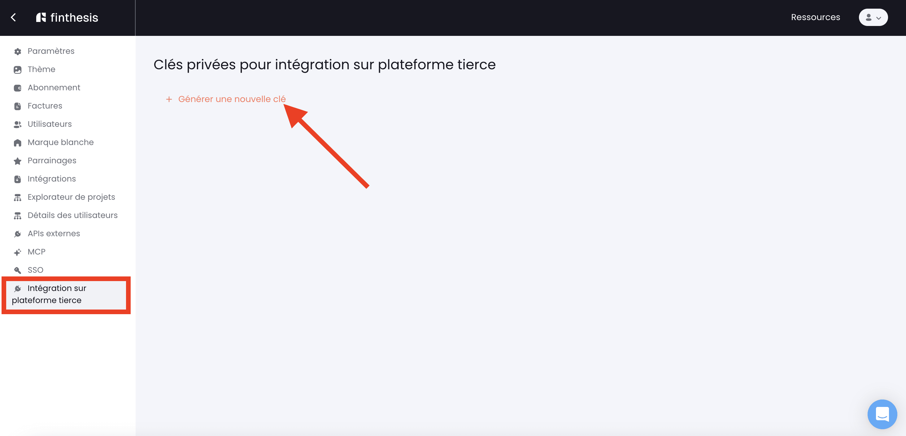 générer une nouvelle clé