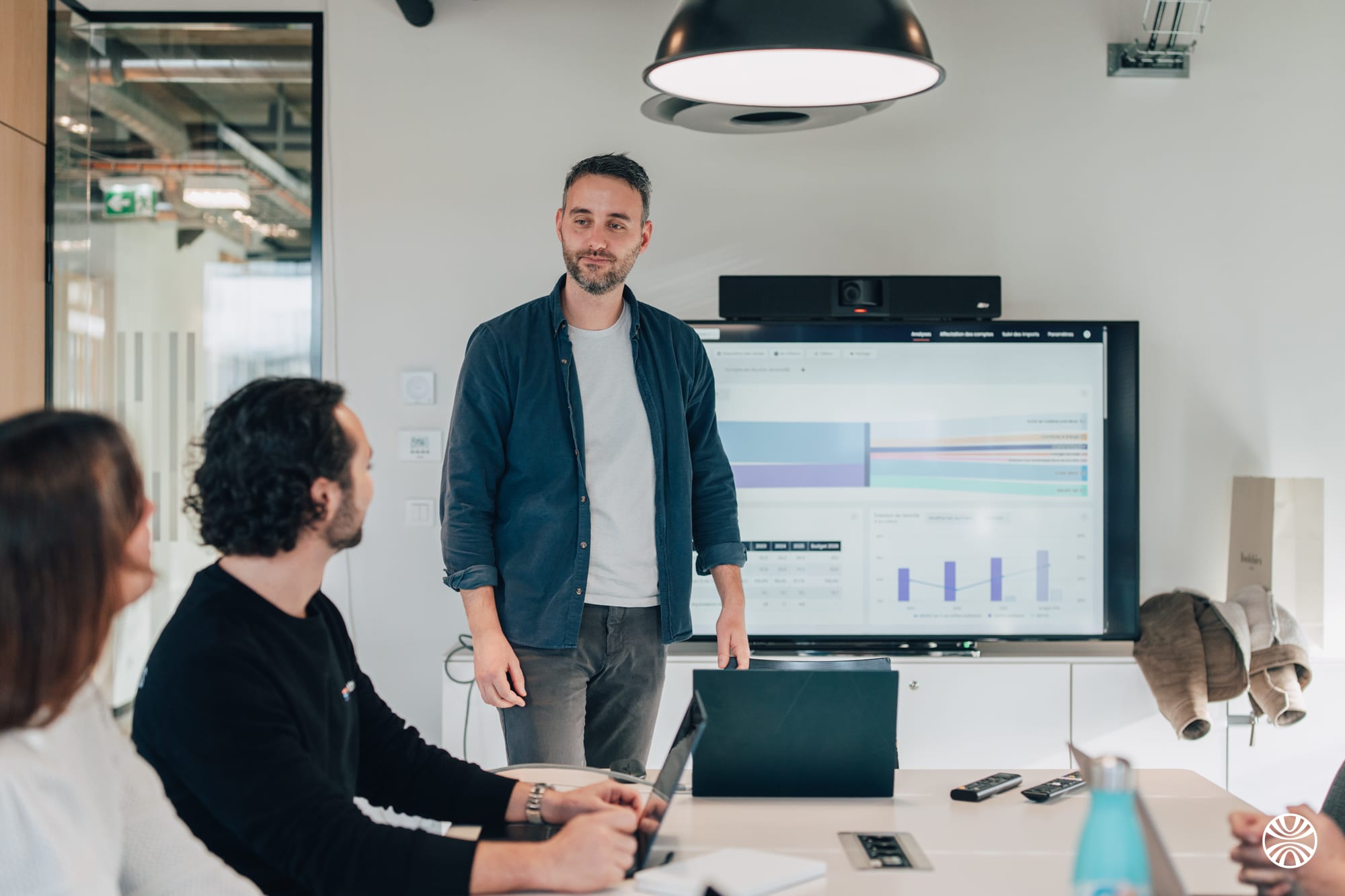 Finthesis team members in a meeting in a conference room