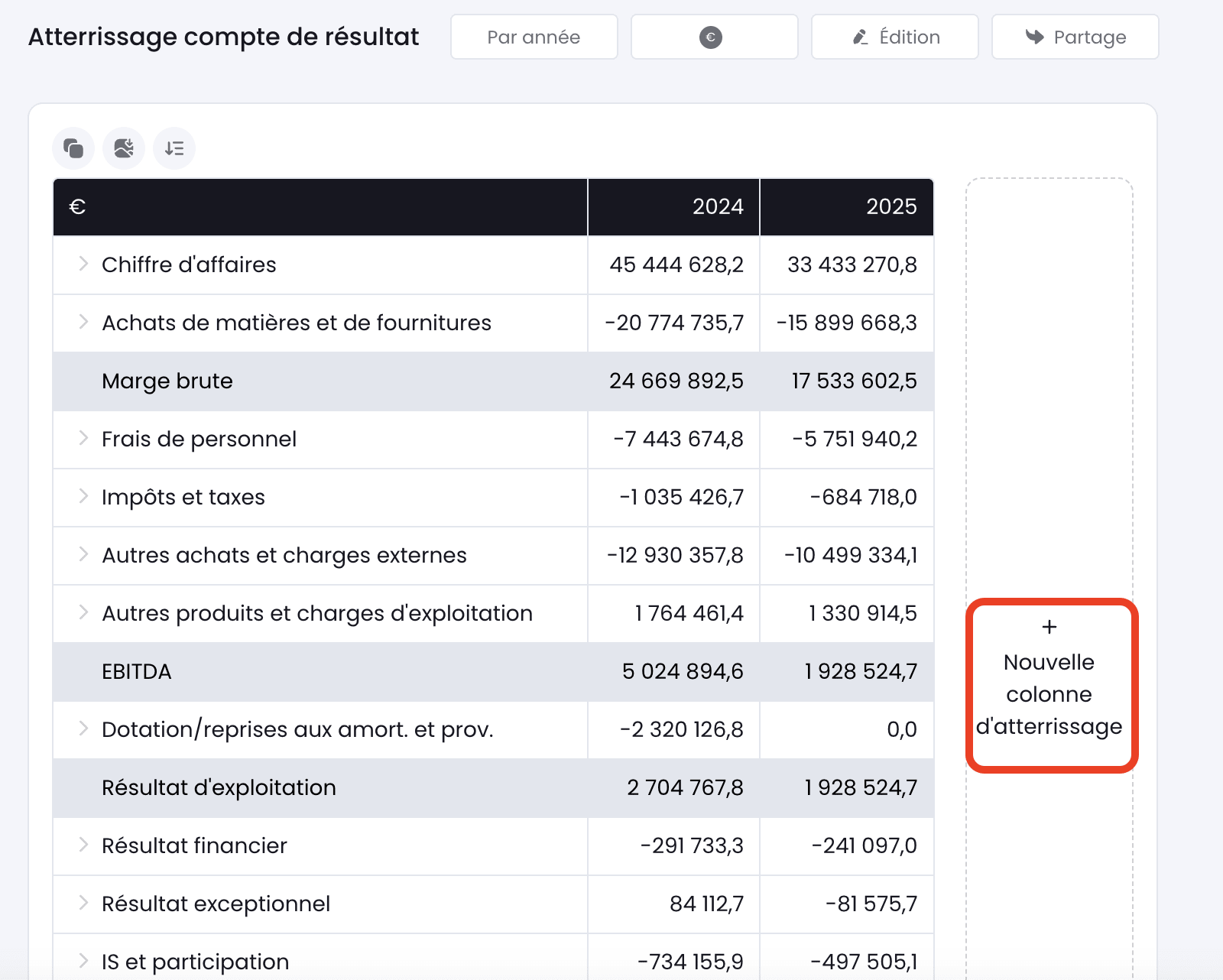 colonne atterrissage