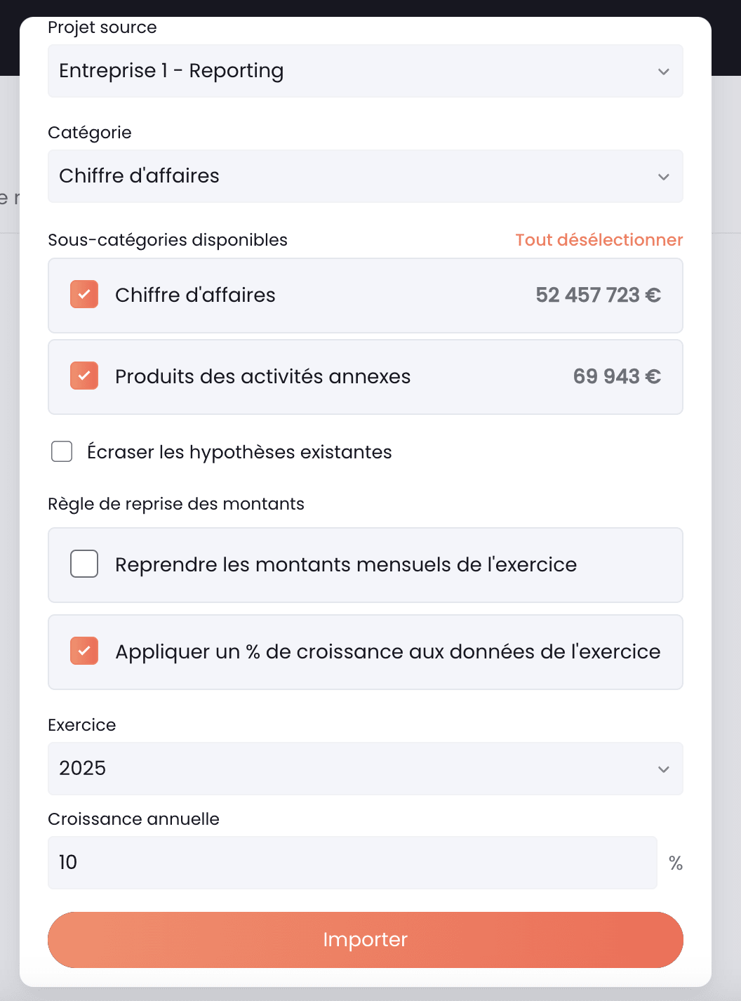 importer depuis un projet existant
