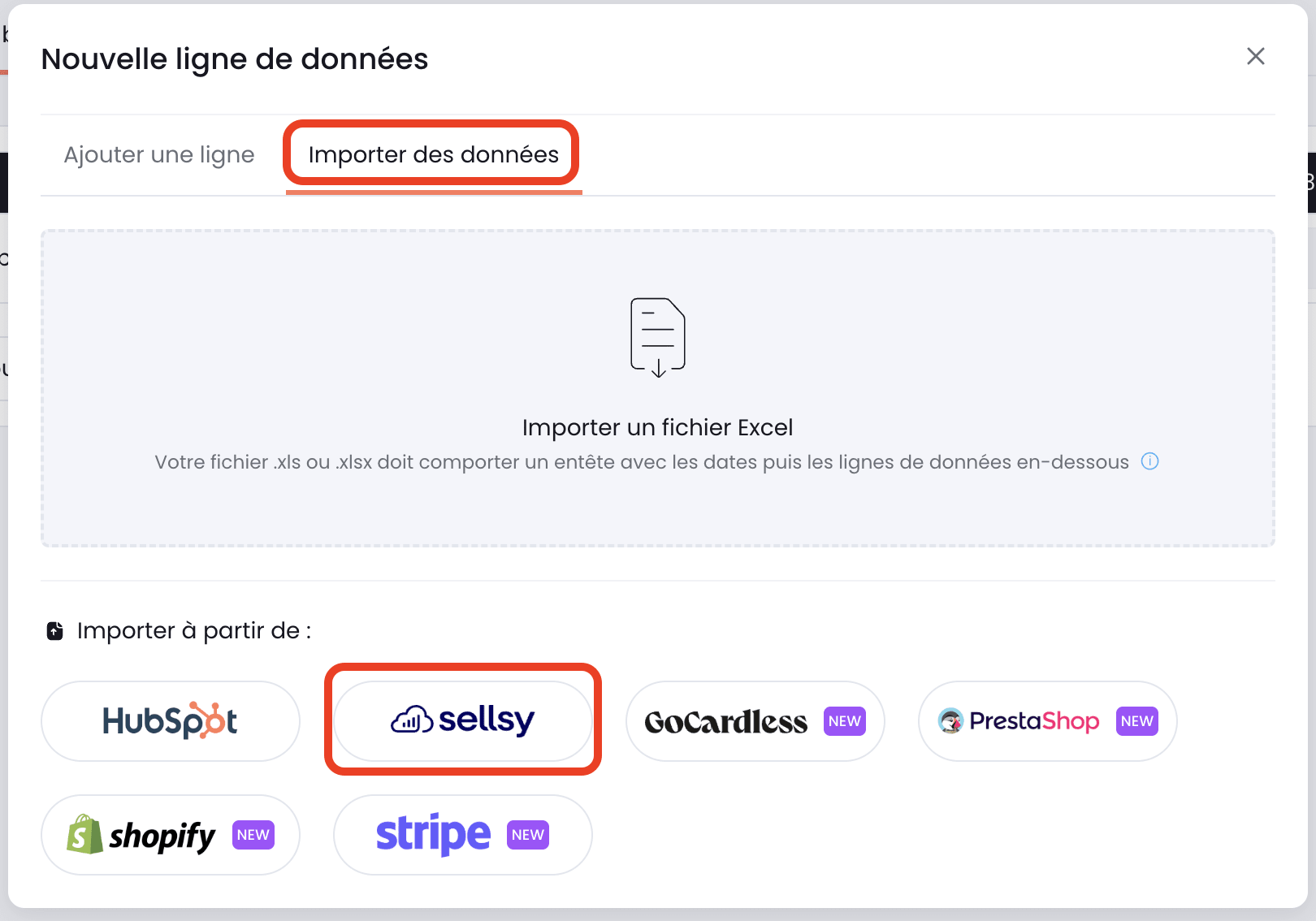 Importer des données > Sellsy