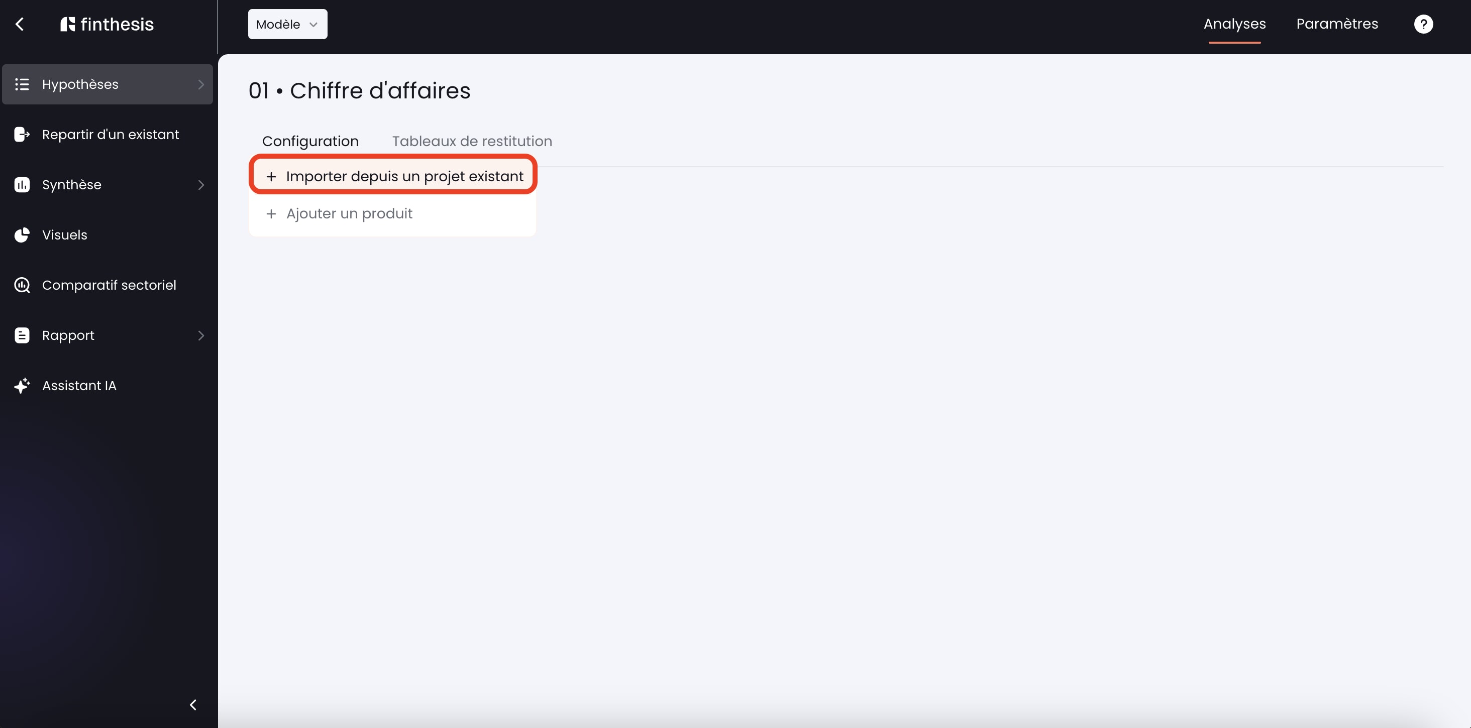 importer depuis un projet existant