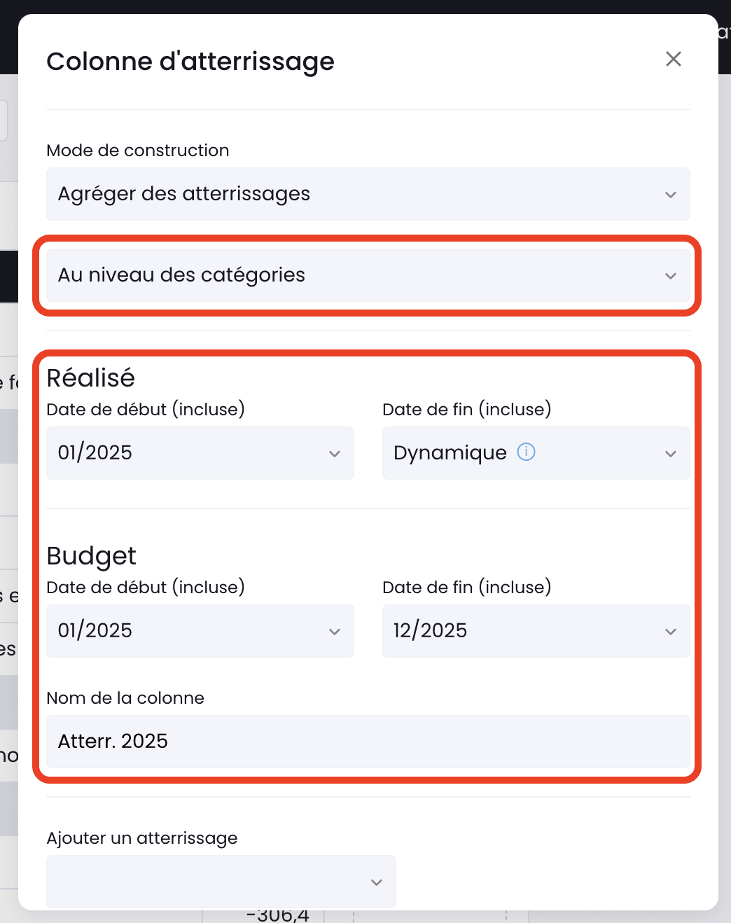 configuration de l'atterrissage