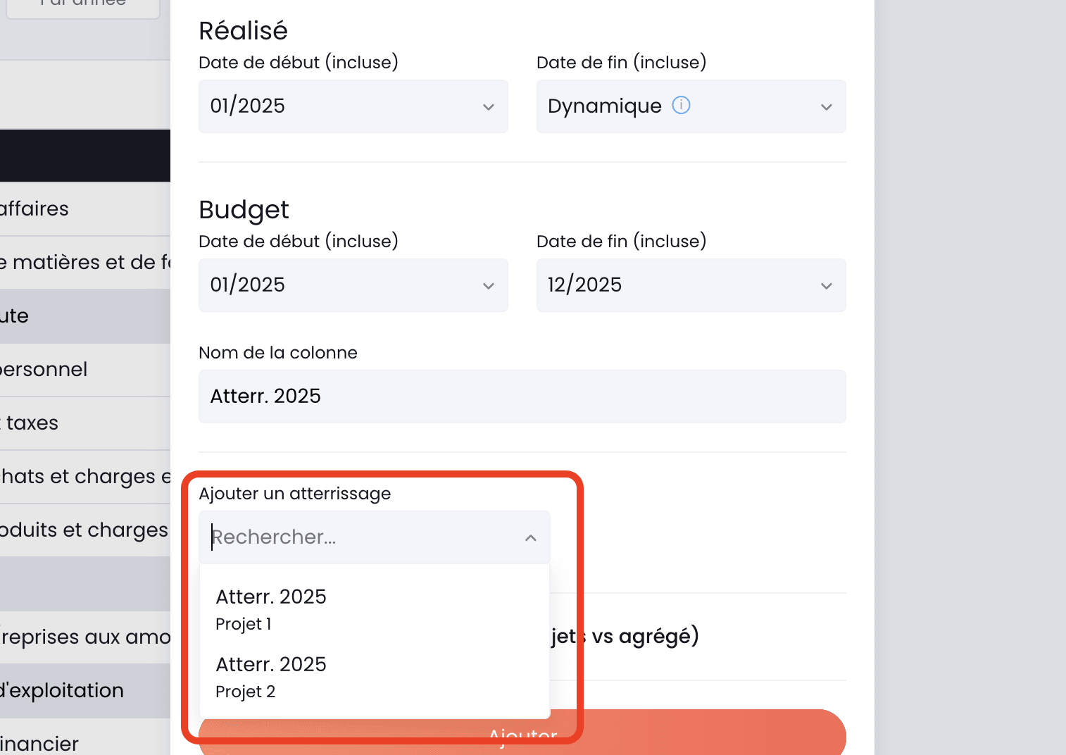 liste des atterrissages à agréger